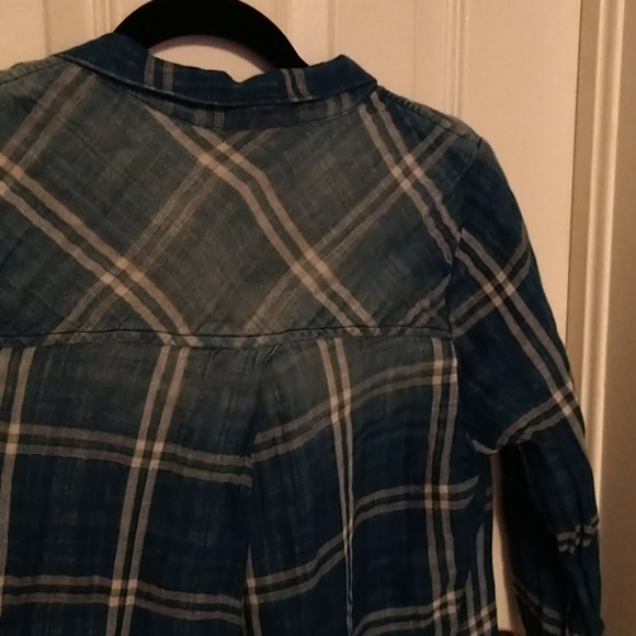 Thread & Supply Blue Plaid Shirt S NWOT - Picture 5 of 6